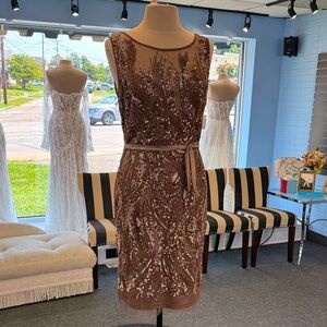 Montage by Mon Cheri Rose Gold Sequin Sheath Dress